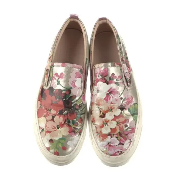 Gucci GG Supreme Monogram Blooms Slip On Low Sneakers Woman Sz 39.5 Pink - Picture 6 of 6